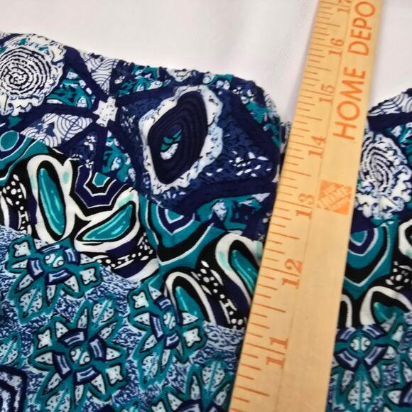 Roz & Ali Blue Wide Leg Palazzo Pants Yoga Travel Boho Hippie Mosaic Comfort L - Picture 10 of 11